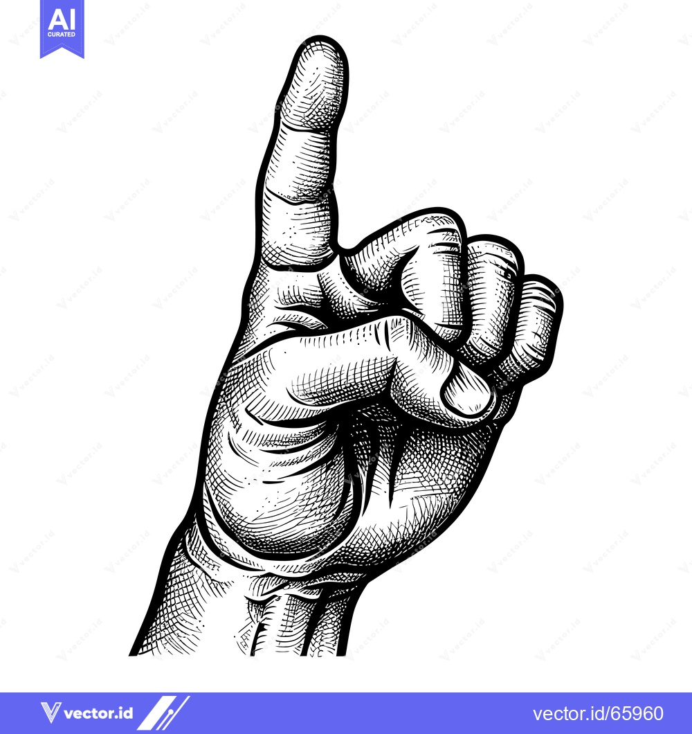 Premium Vector dari Hand with Forefinger Pointing Upwards in Ink Illustration