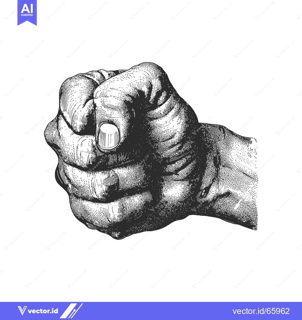 Premium Vector dari A Detailed Hand-Drawn Illustration of a Clenched Fist