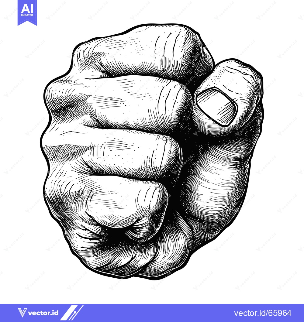 Premium Vector dari A Detailed Black and White Illustration of a Clenched Fist