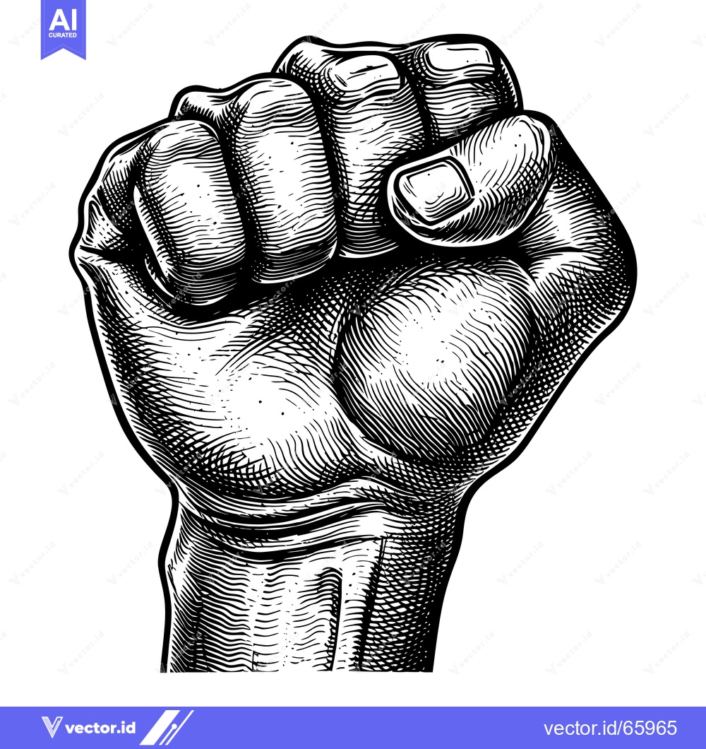 Premium Vector dari A Close-Up, Hand-Drawn Illustration of a Clenched Fist
