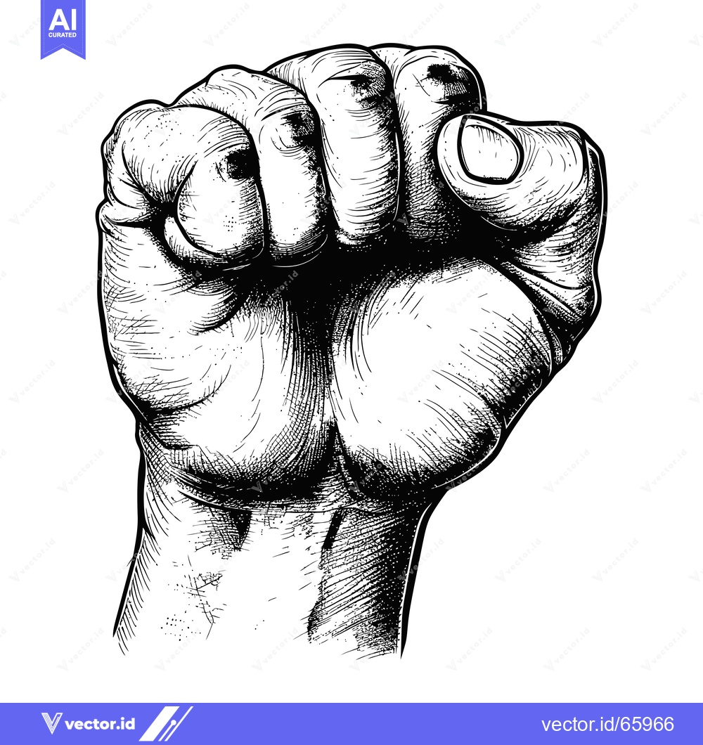 Premium Vector of A Detailed Black and White Illustration of a Closed Fist