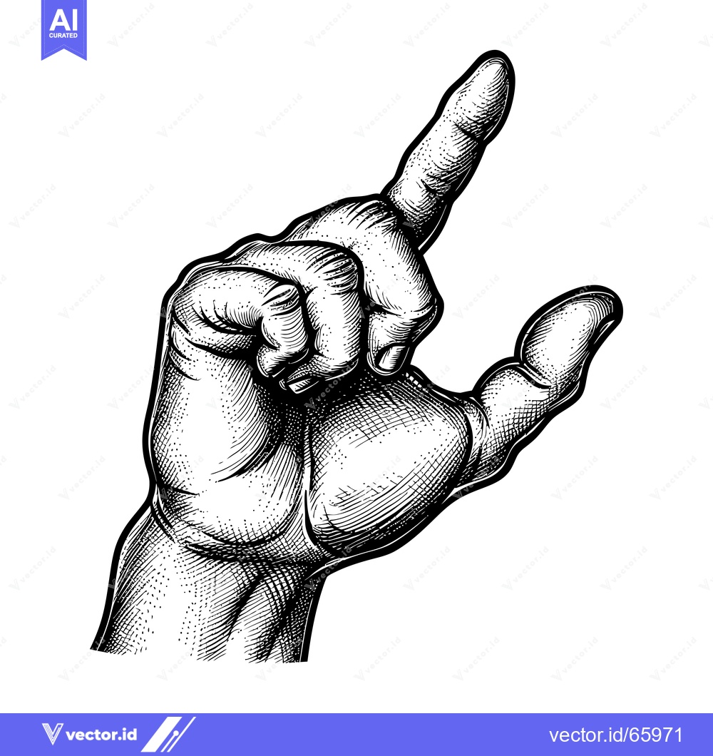 Premium Vector dari Detailed Hand Illustration Pointing Upwards with Index Finger Extended