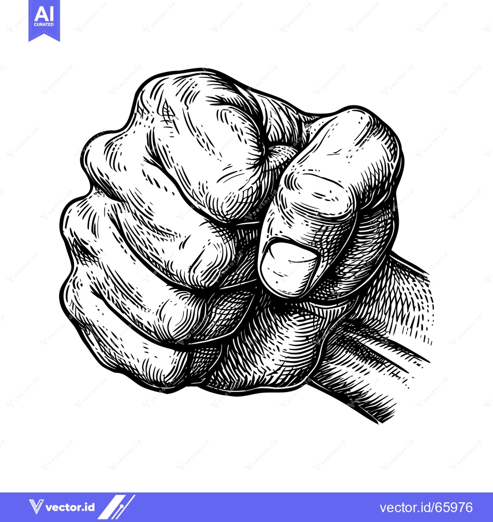 Premium Vector of A Detailed Black and White Illustration of a Closed Fist