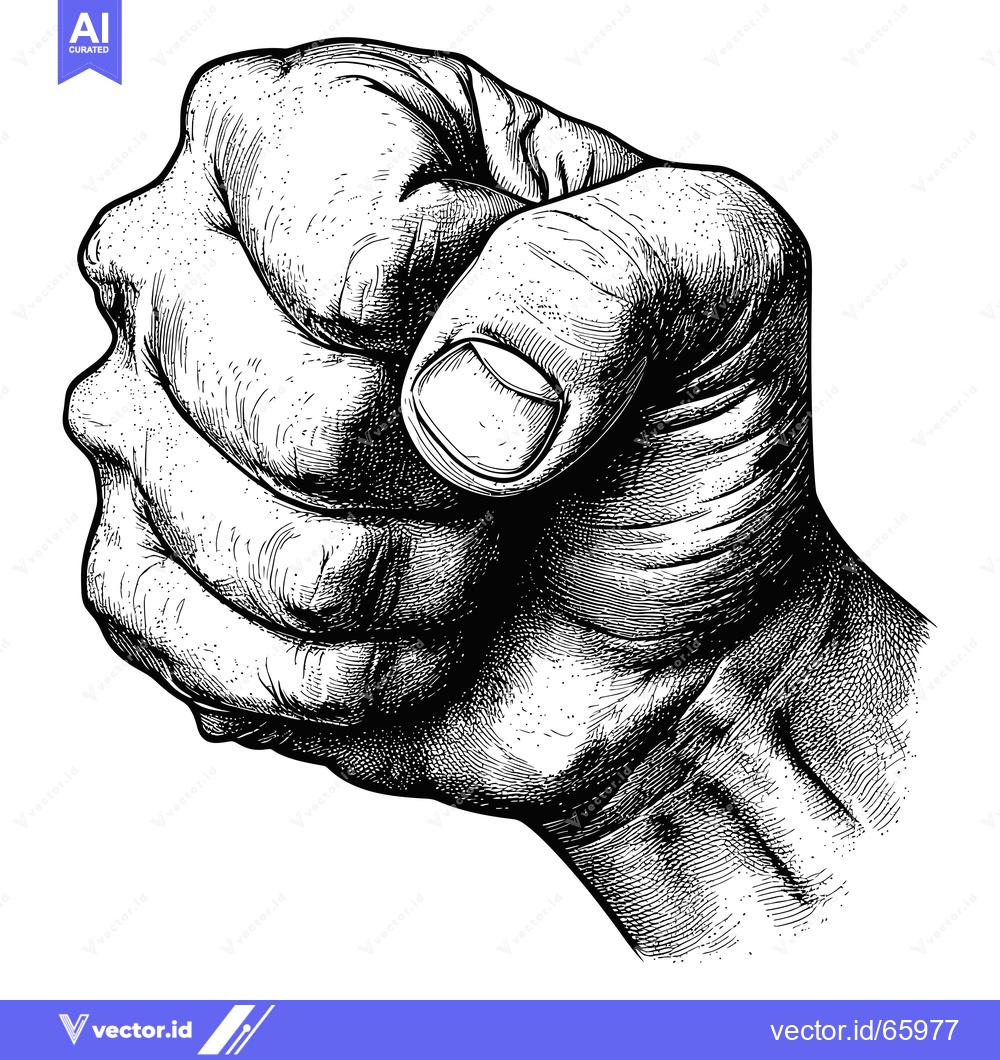 Premium Vector dari A Detailed Black and White Illustration of a Closed Fist