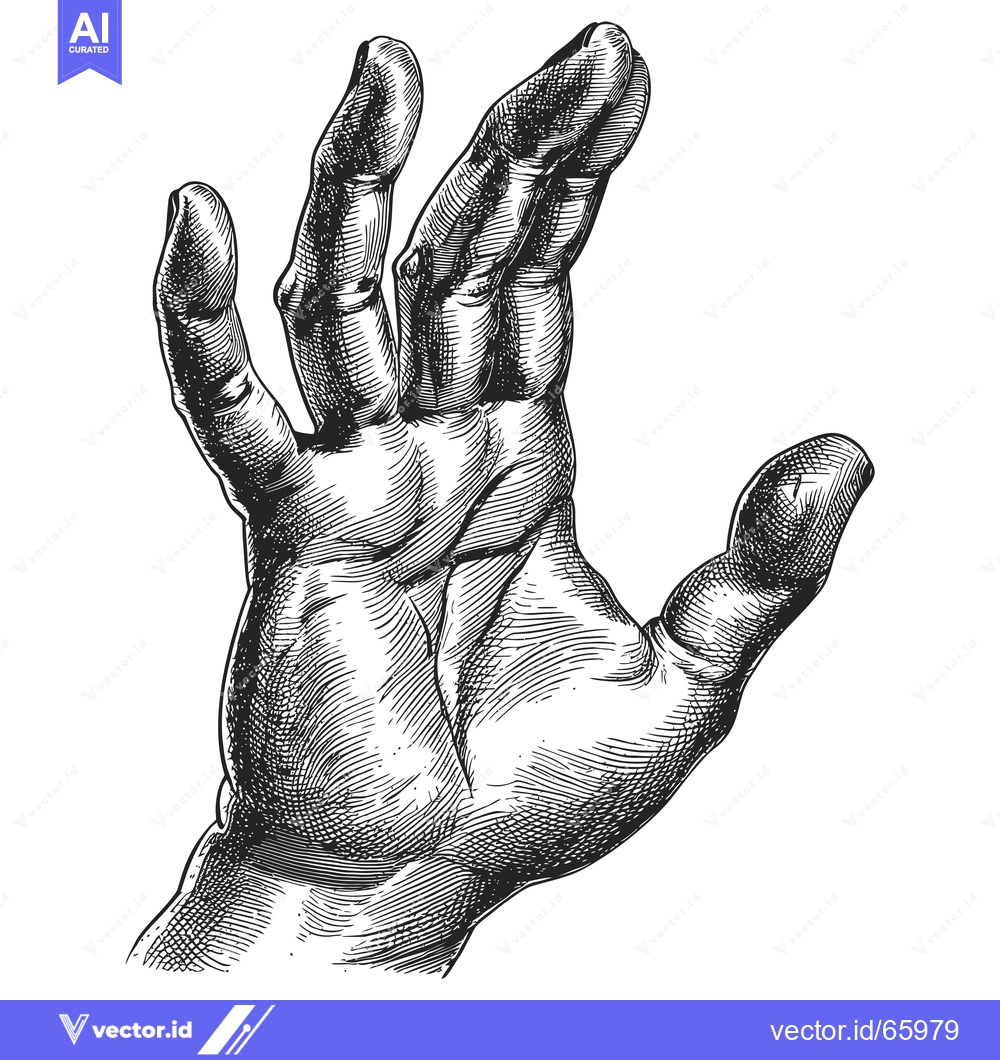 Premium Vector of An Engravings-Style Illustration of a Reaching Human Hand
