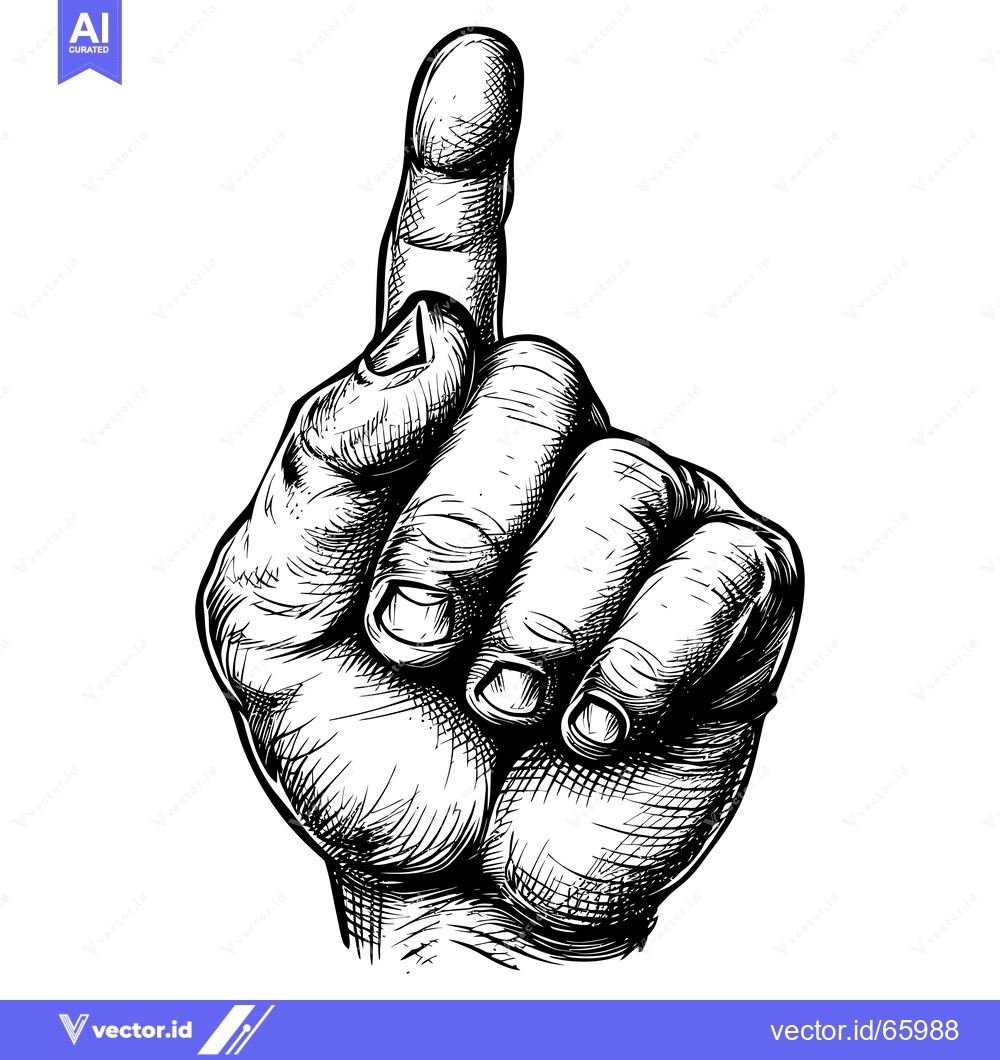 Premium Vector dari Black and White Hand Sketch of an Index Finger Pointing Upwards