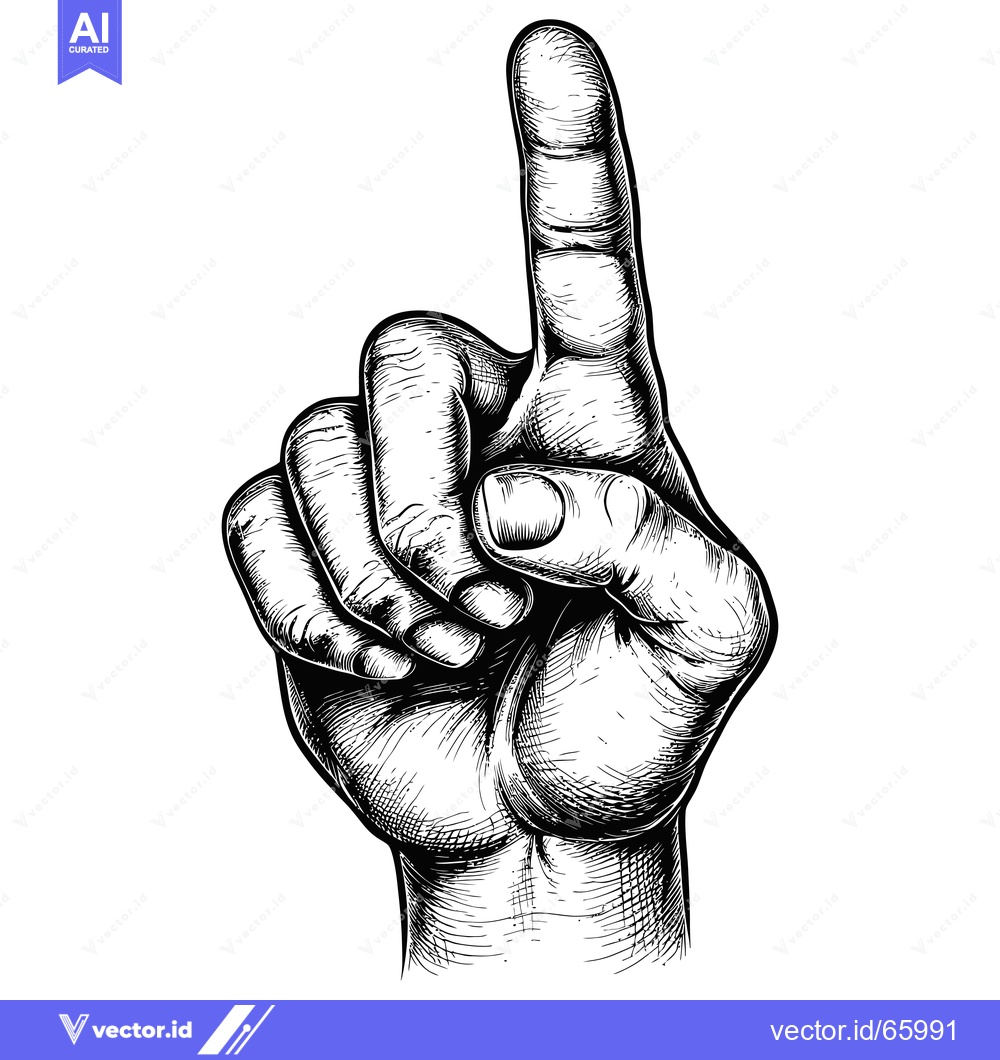 Premium Vector dari Hand with Index Finger Pointing Upwards in Vintage Style