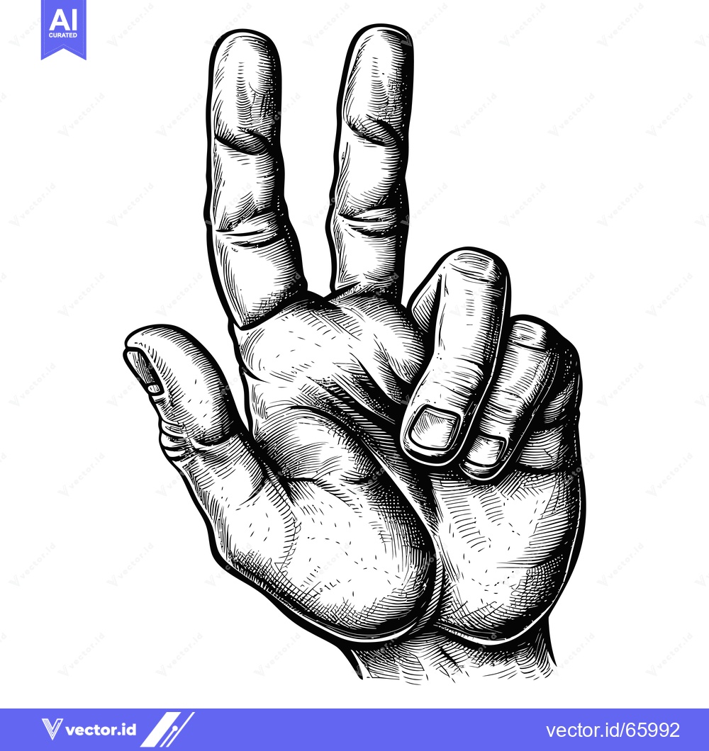 Premium Vector dari Hand with Two Fingers Extended in a Peace Sign Gesture