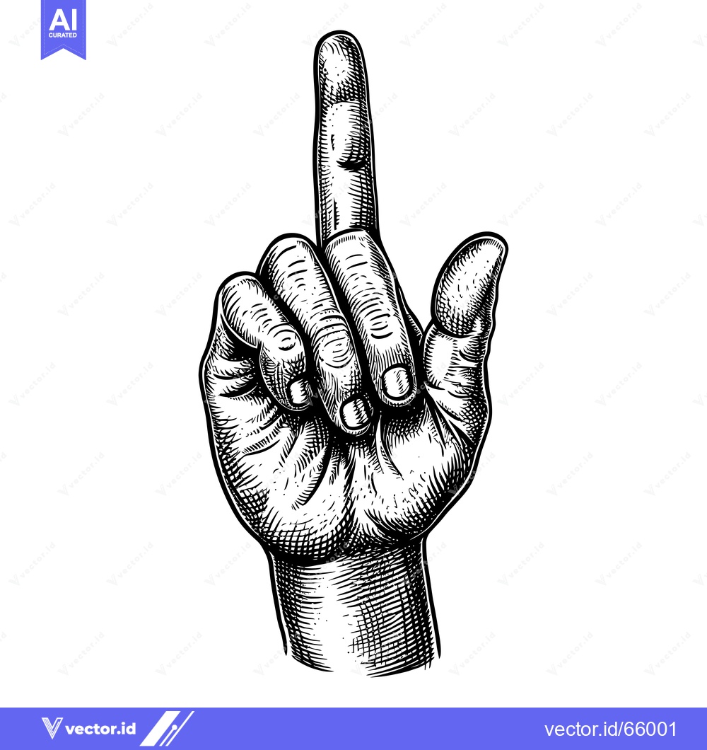 Premium Vector dari Hand Gesture with Index Finger Pointing Upwards in a Black and White E