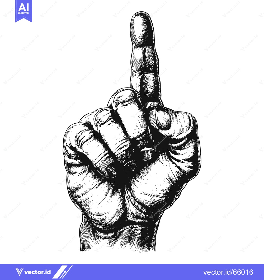 Premium Vector of Hand with Index Finger Pointing Upwards in Black and White Sketch Styl