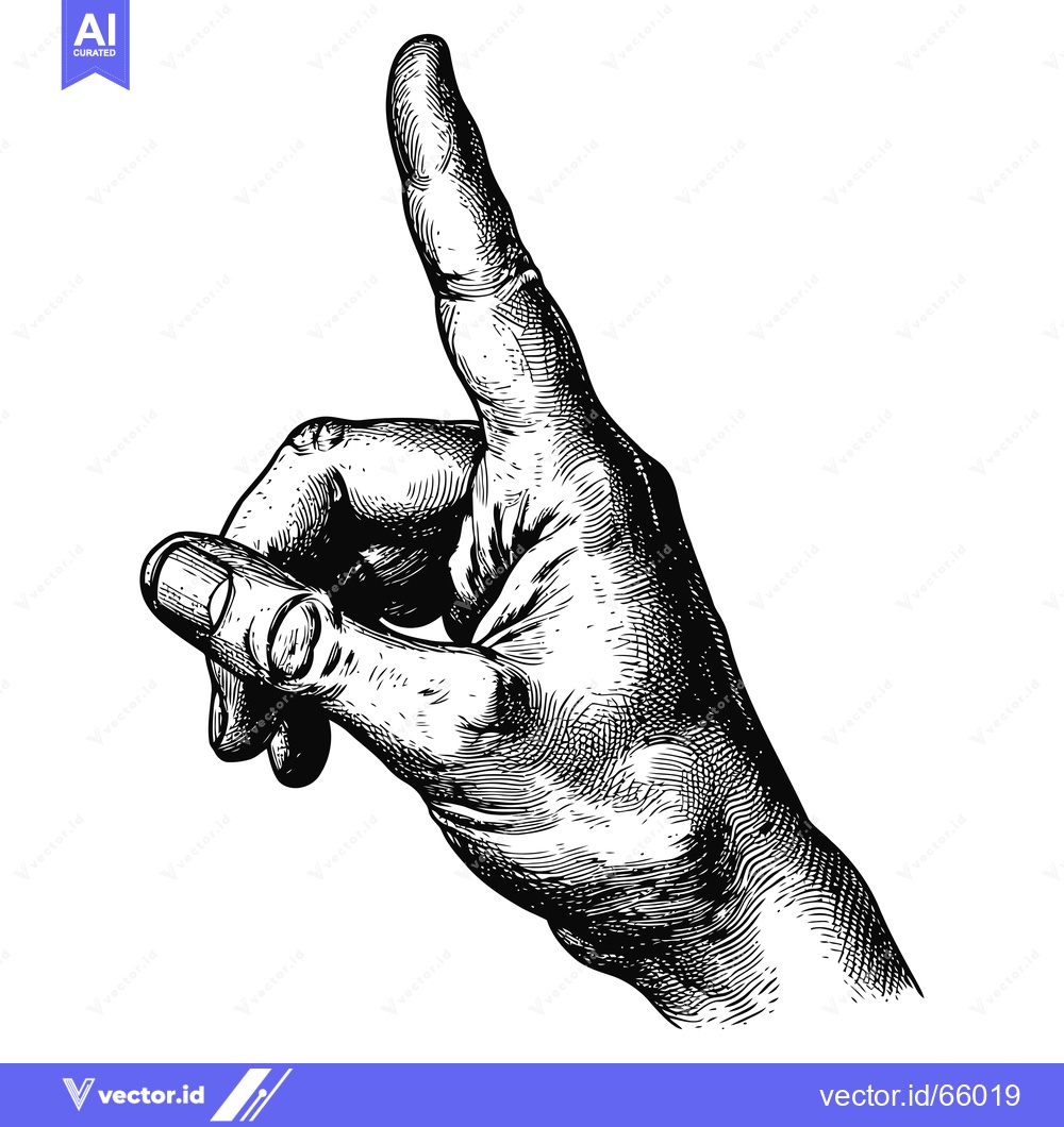 Premium Vector dari Hand with Index Finger Pointing Upward in Vintage Engraving Style