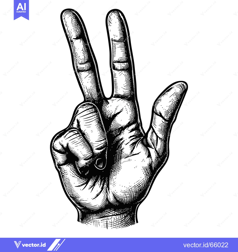 Premium Vector dari Hand Gesture Signalling Peace or Victory with Three Fingers Extended