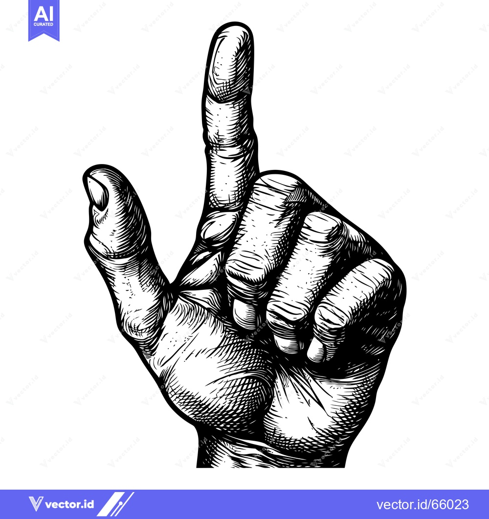 Premium Vector of A Detailed Black and White Illustration of a Hand Pointing Upwards