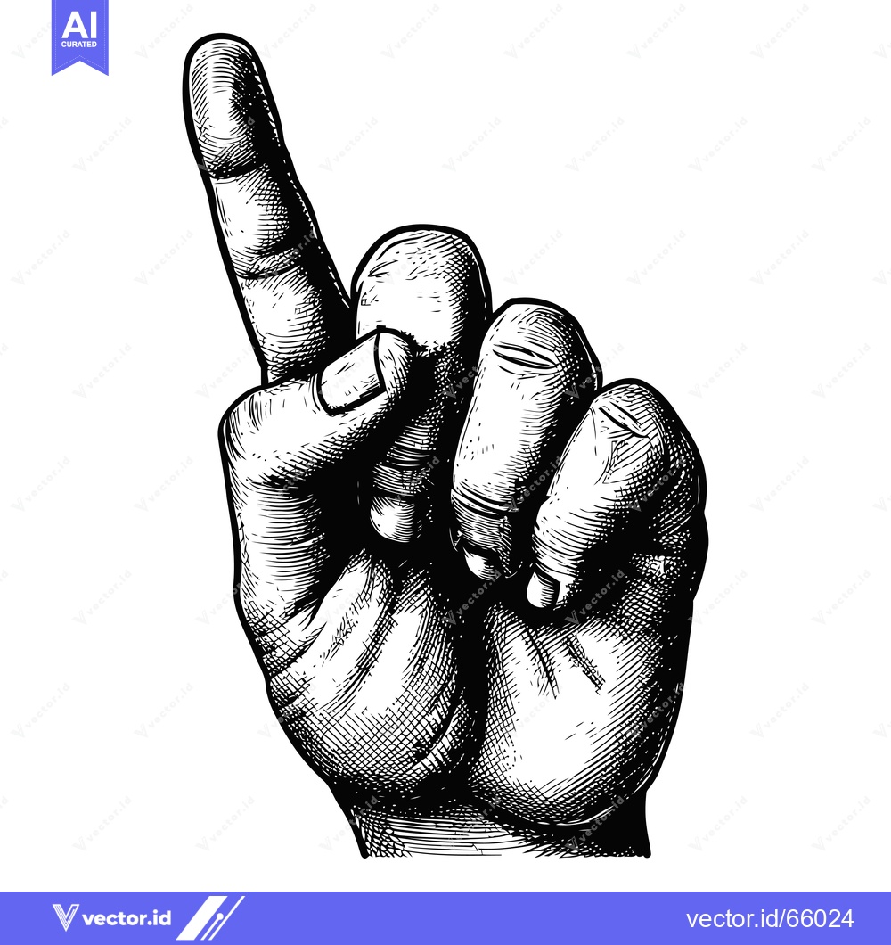 Premium Vector dari Black and White Hand Illustration Pointing Upwards