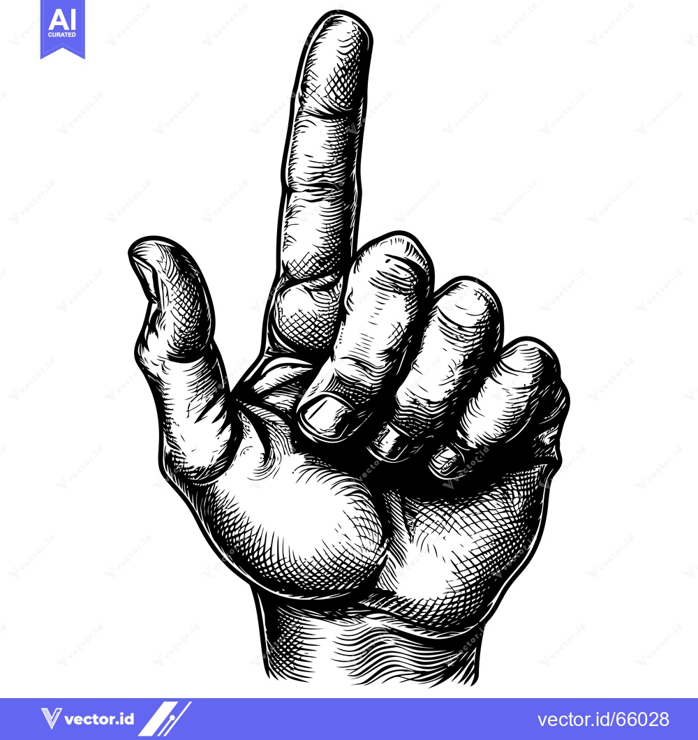 Premium Vector of Engraved Illustration of a Hand Pointing Upwards