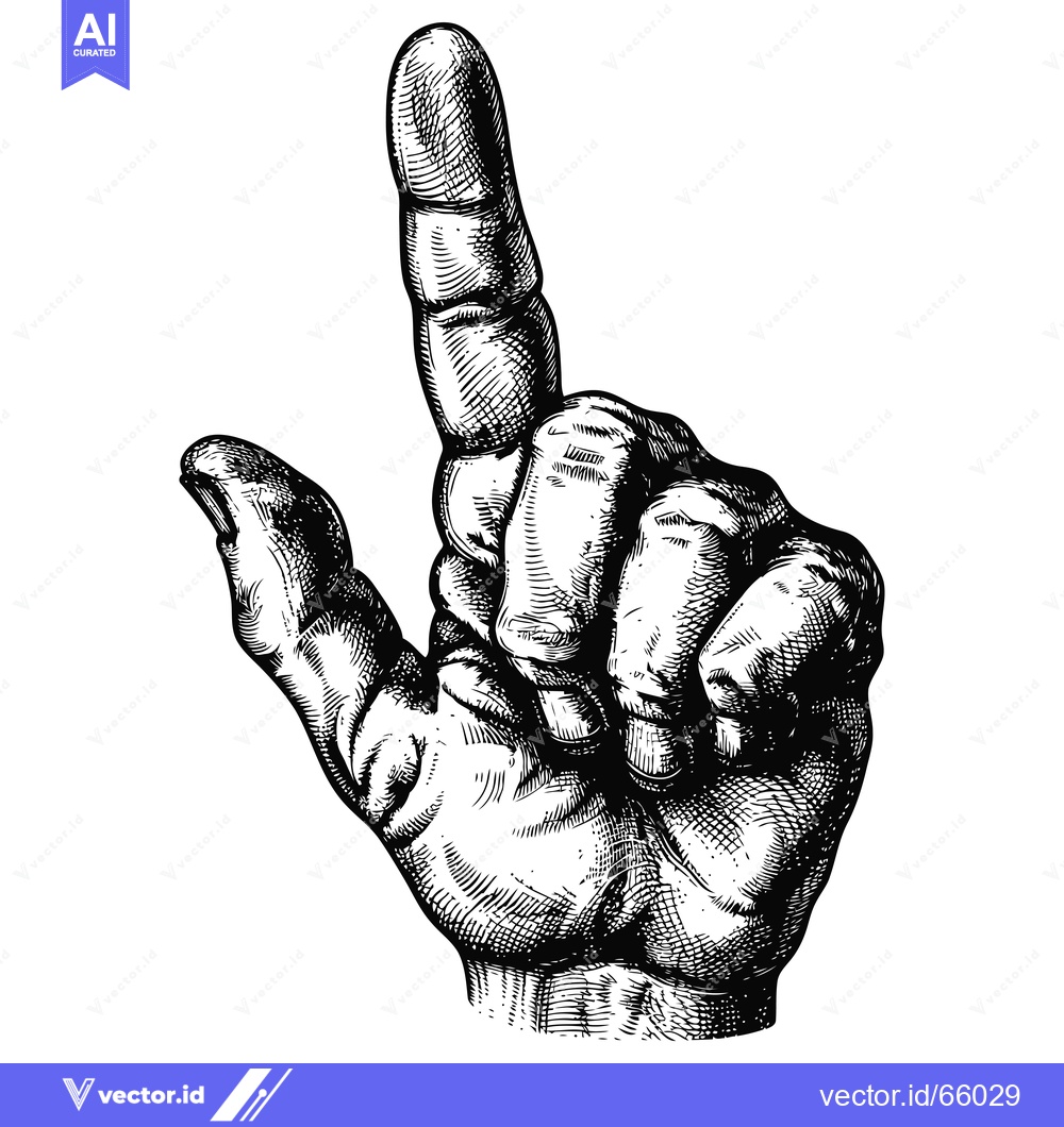 Premium Vector of A Black and White Sketch of a Hand Pointing Upwards