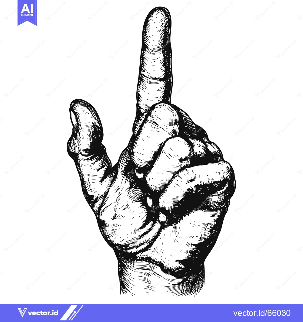 Premium Vector of Black and white hand drawn illustration of a pointing finger