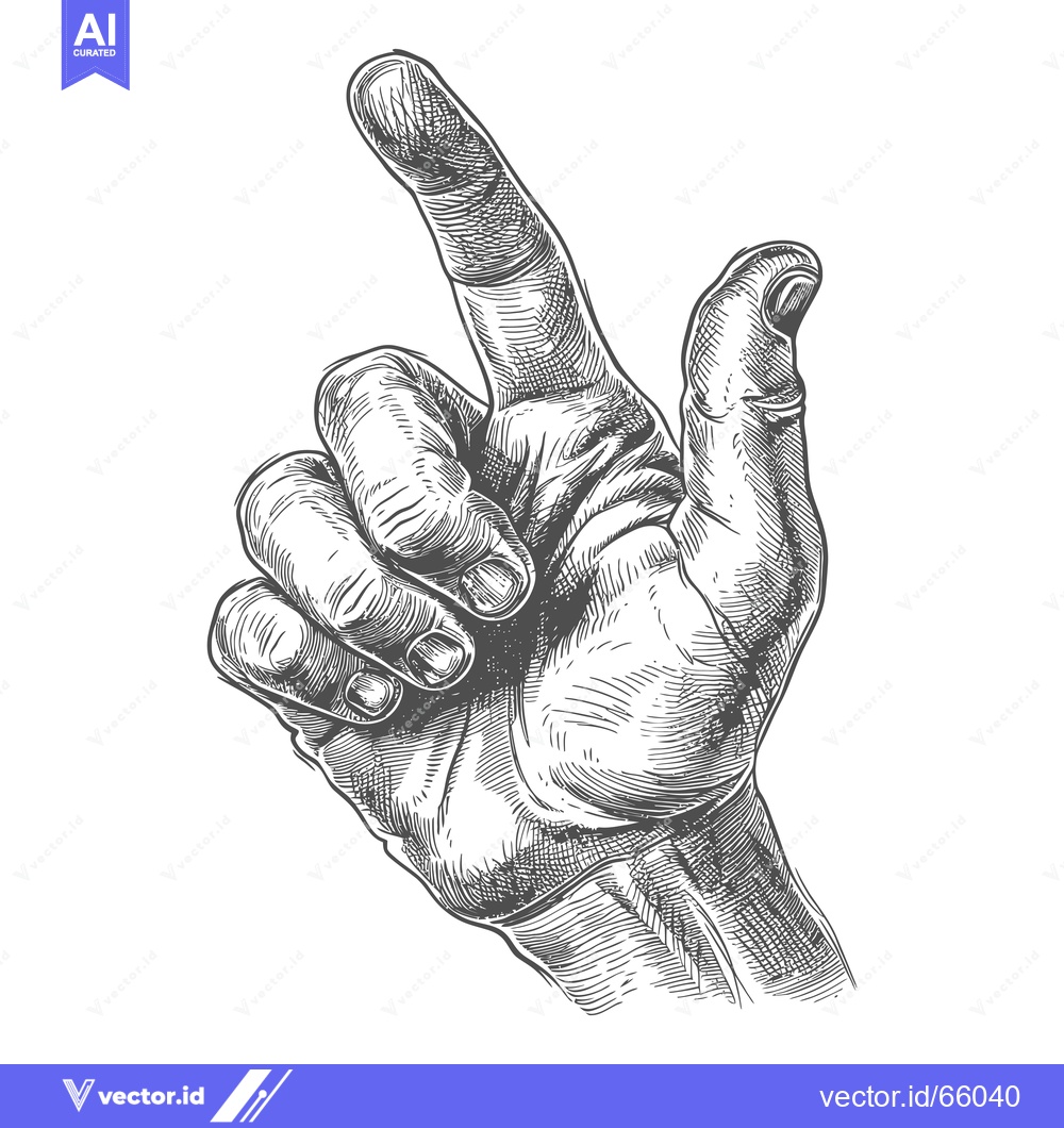 Premium Vector dari Hand with Index Finger Pointing Upwards, Hand Drawn Illustration