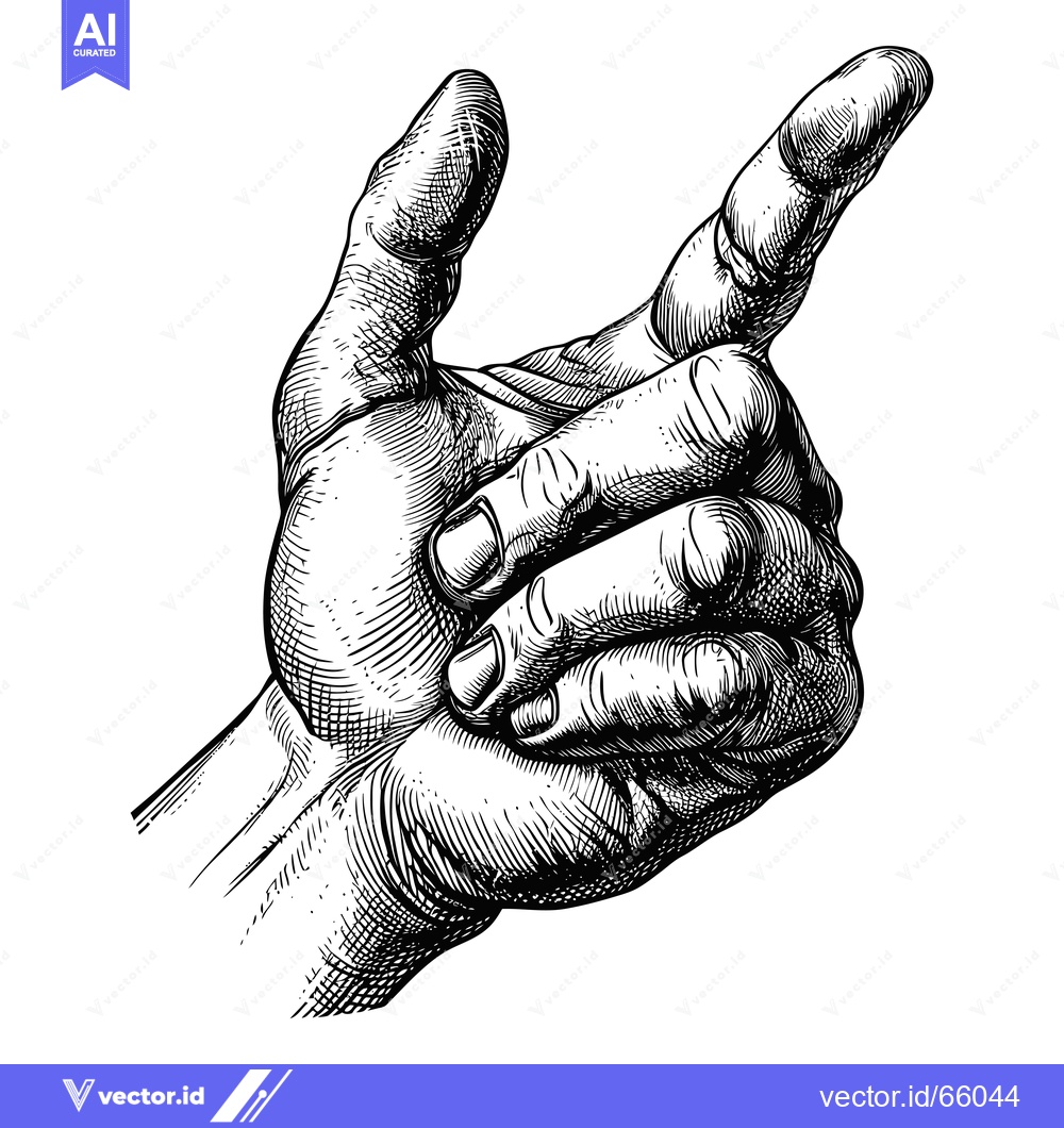 Premium Vector of Hand with index finger pointing upwards, sketched in black ink.
