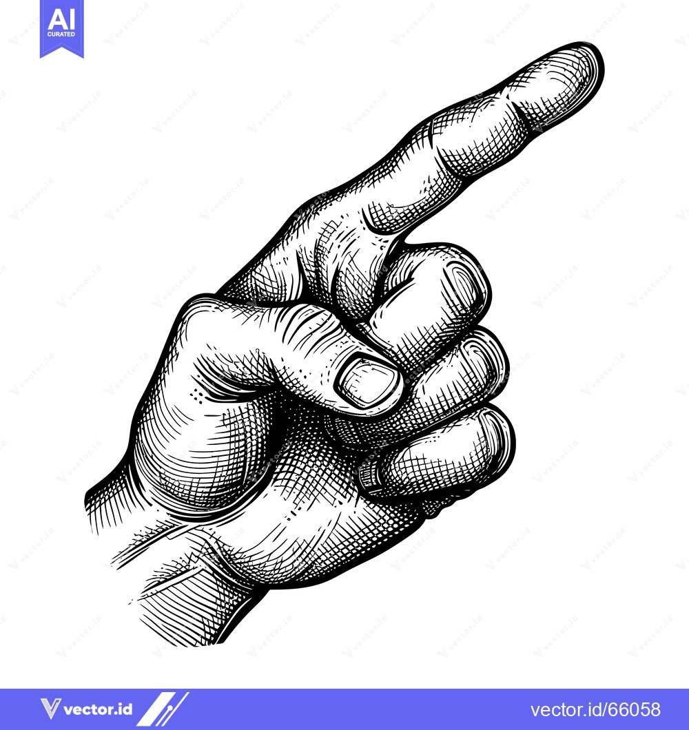 Premium Vector of Hand Drawn Illustration of a Pointing Hand