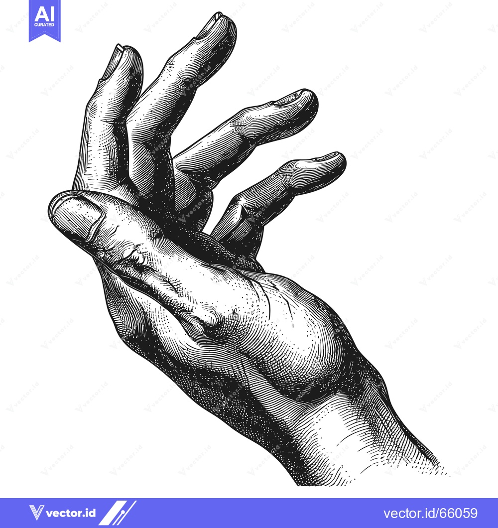 Premium Vector dari Hand Reaching Out in an Engraving Style