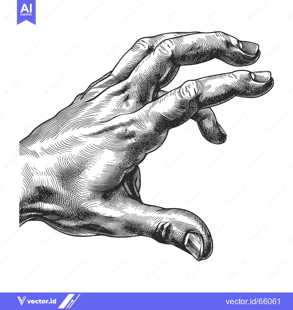 Premium Vector of Detailed Hand Engraving with Fingers Curled Inward