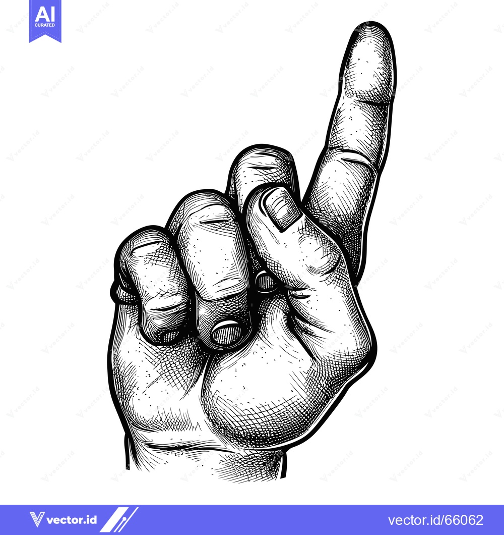 Premium Vector dari Black and White Hand Illustration Pointing Upward