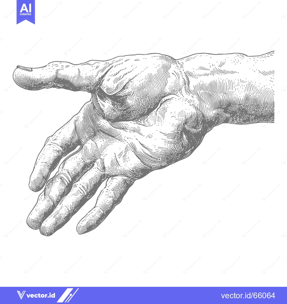 Premium Vector of Detailed Engraved Illustration of an Outstretched Hand