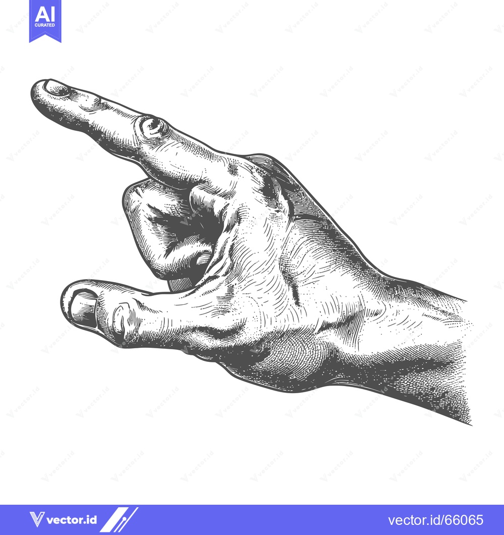 Premium Vector of Hand Gesture Engraving Illustration of a Pointing Finger
