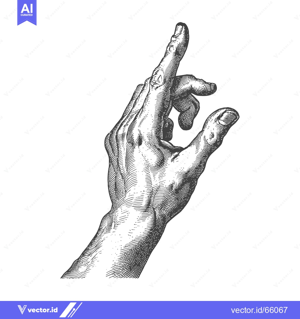Premium Vector dari Hand with Index Finger Pointing Upwards in Vintage Engraving Style