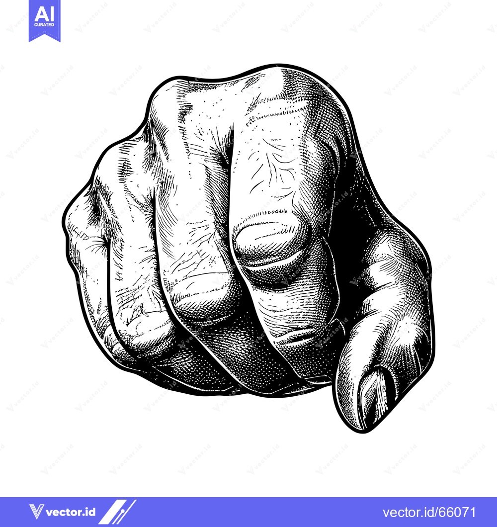Premium Vector dari A Black and White Detailed Illustration of a Hand Pointing Forward