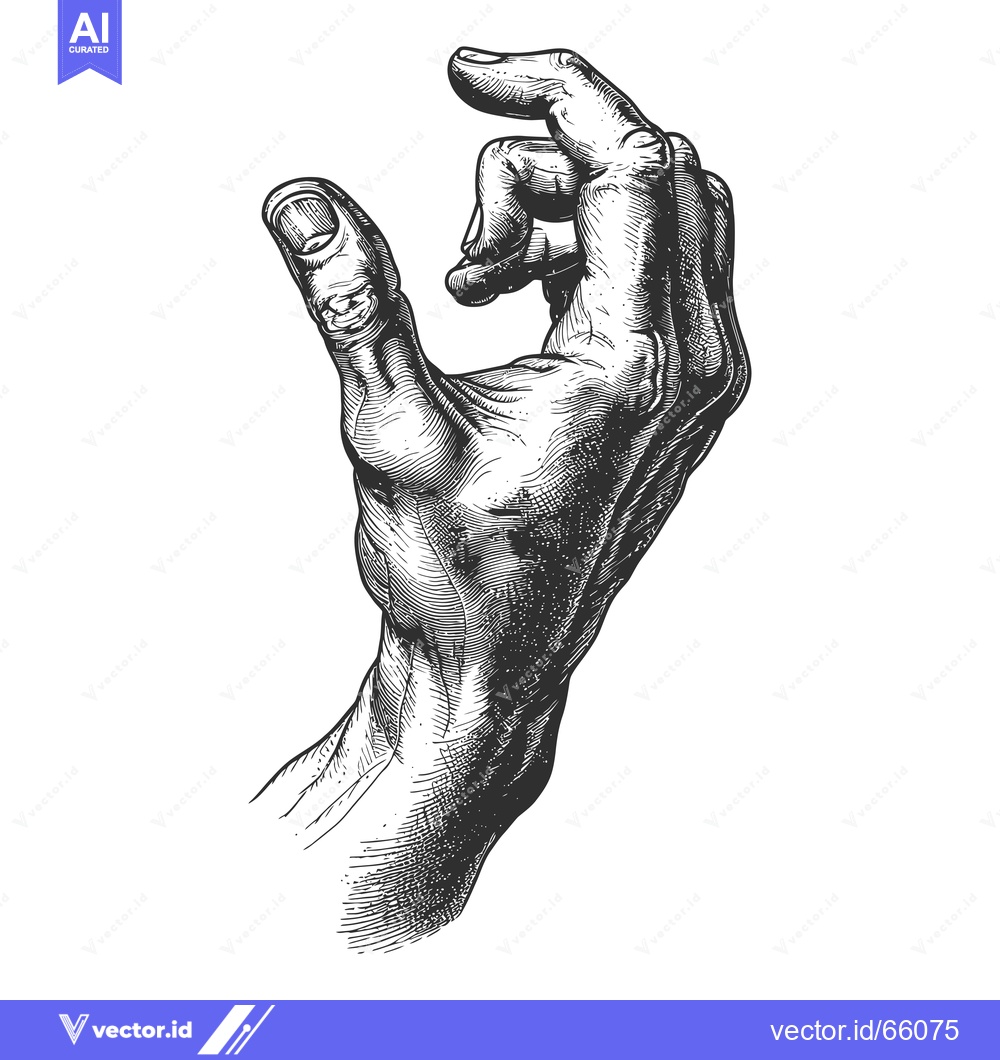 Premium Vector of A Detailed Black and White Engraving of a Human Hand