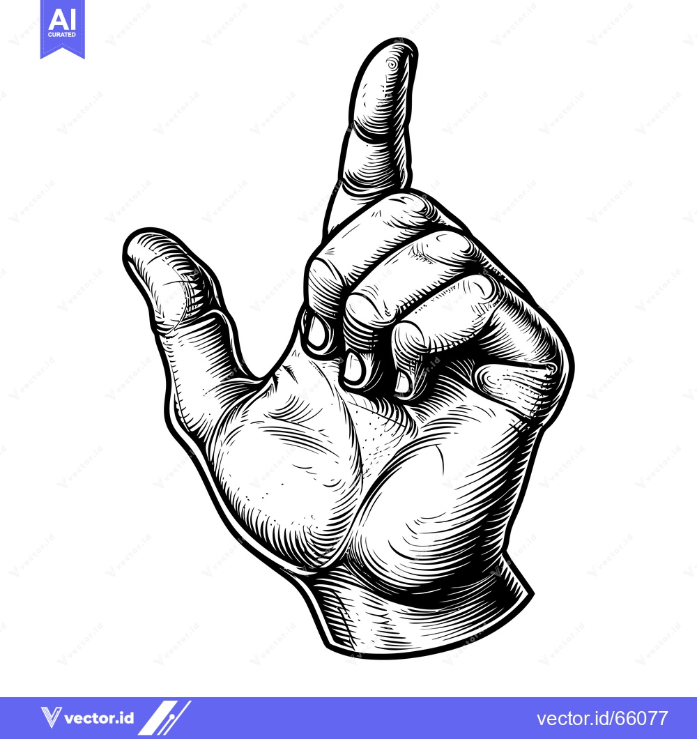Premium Vector of Hand Gesture Illustration in Black and White