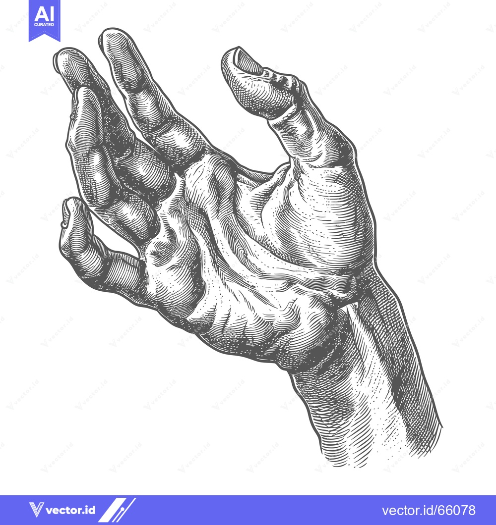 Premium Vector dari Detailed Engravings of a Human Hand in a Relaxed Position