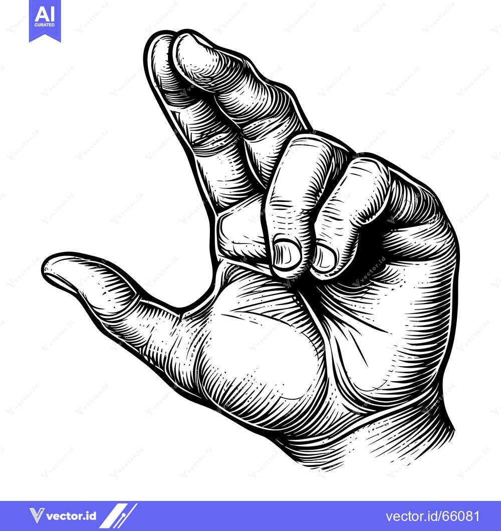 Premium Vector dari A Detailed Black and White Hand Drawing of a Hand Making a Pinching Ge