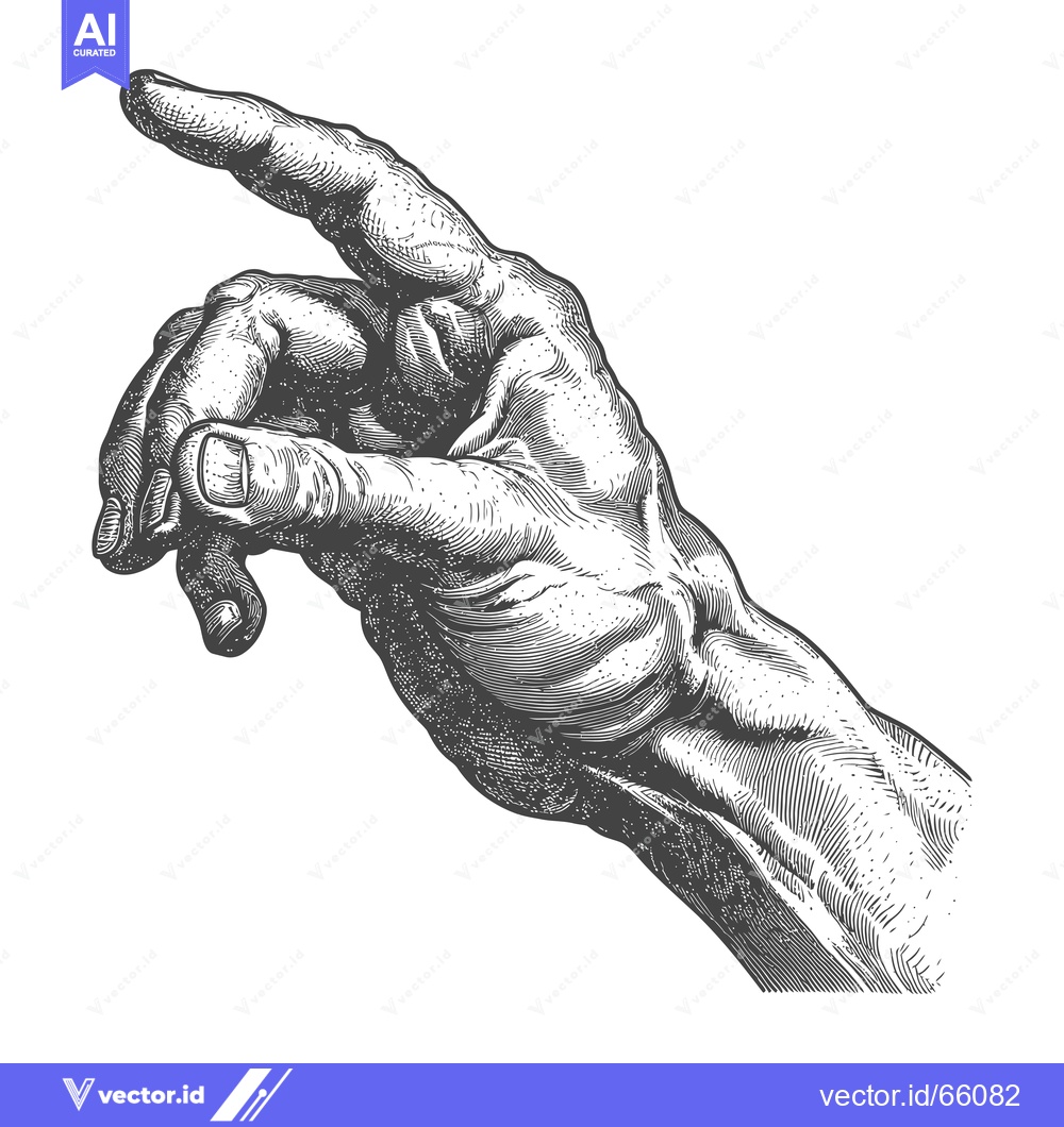 Premium Vector of Detailed Engraving of a Hand Pointing Upwards