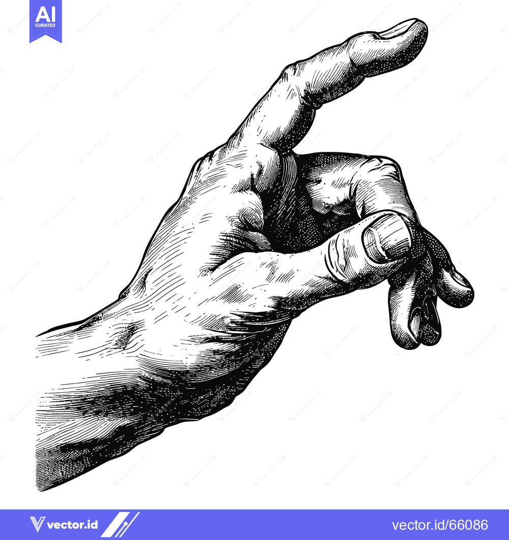 Premium Vector dari Hand with Index Finger Pointing Upwards in Engraving Style
