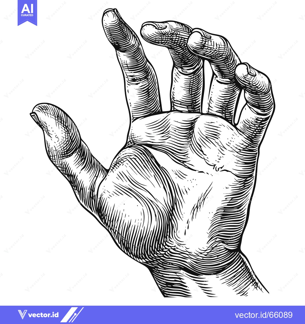 Premium Vector of A Hand Reaching Upwards, a Detailed Engraving Illustration