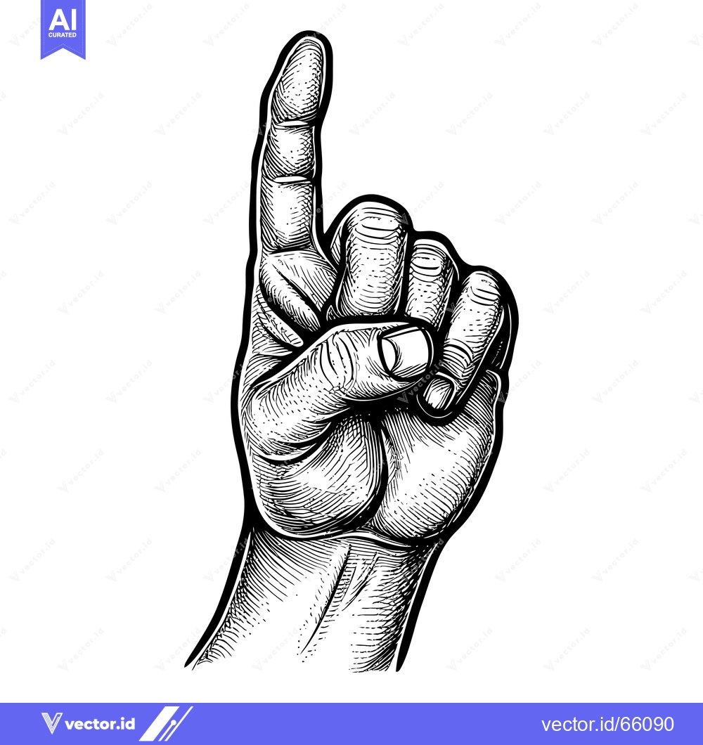 Premium Vector of Hand with Index Finger Pointing Upward in Detailed Line Art