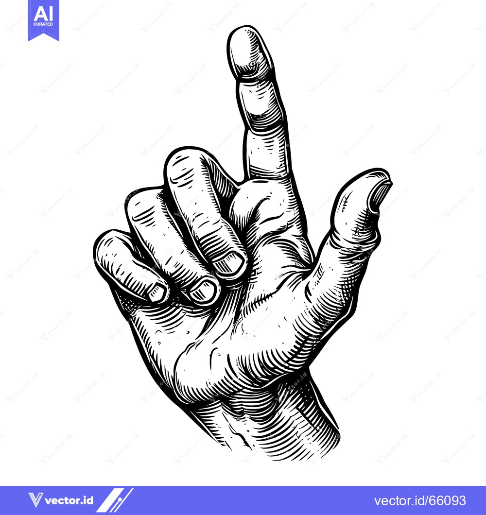 Premium Vector of A Detailed Hand Engraving with an Index Finger Pointing Upwards