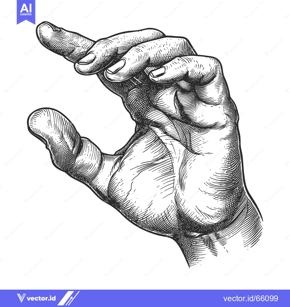 Premium Vector dari Detailed Engravings of a Human Hand Holding an Imaginary Object