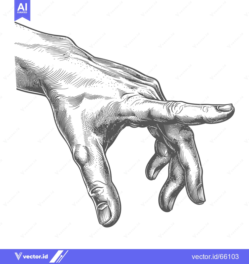 Premium Vector dari Hand with Index Finger Pointed Outward in Detailed Engraving Style