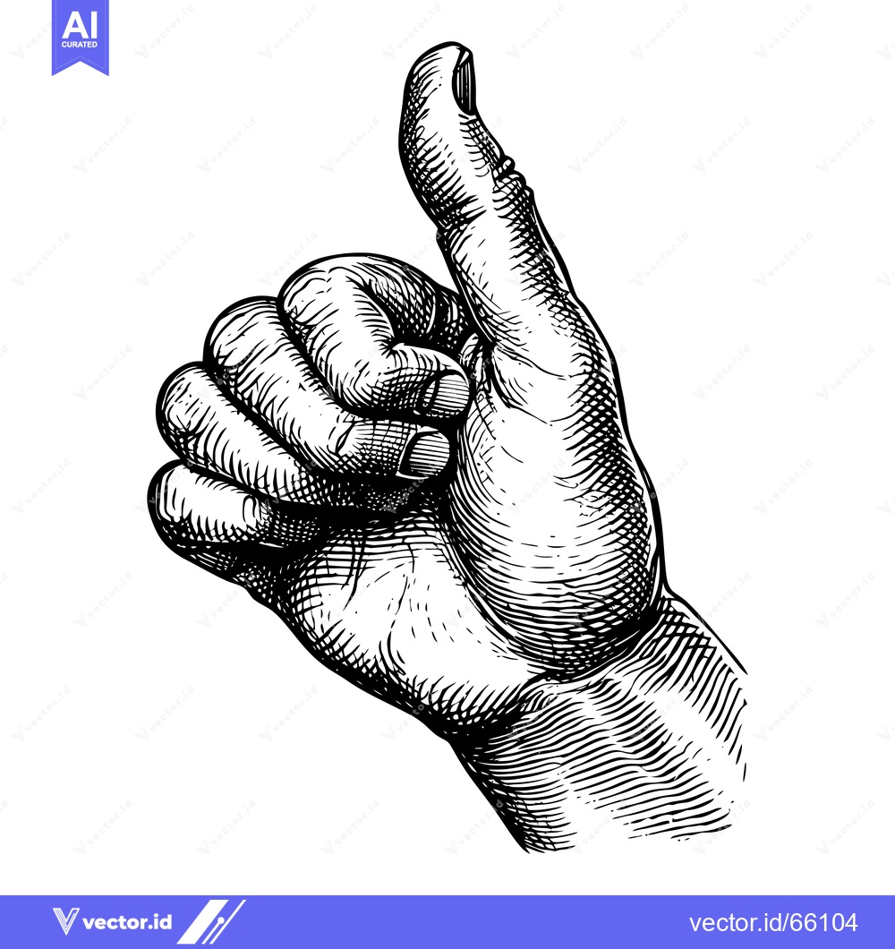 Premium Vector dari A Detailed Ink Drawing of a Hand Pointing Upwards