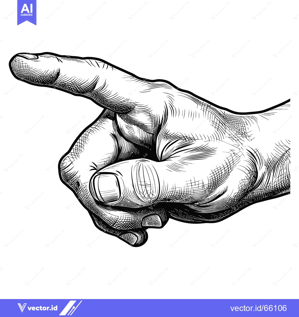 Premium Vector dari A Detailed Hand-Drawn Illustration of a Pointed Finger