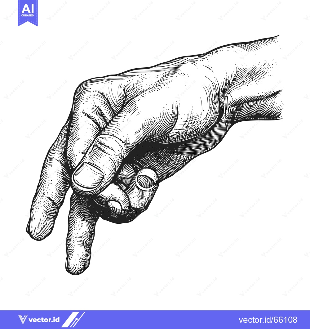 Premium Vector of Hand in Grasping Gesture, Detailed Ink Illustration