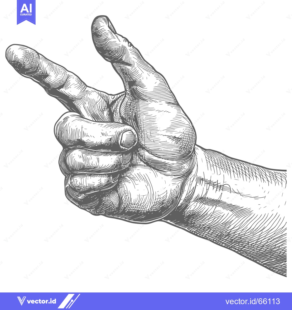 Premium Vector dari A Hand With Extended Index and Middle Finger Pointing to the Left