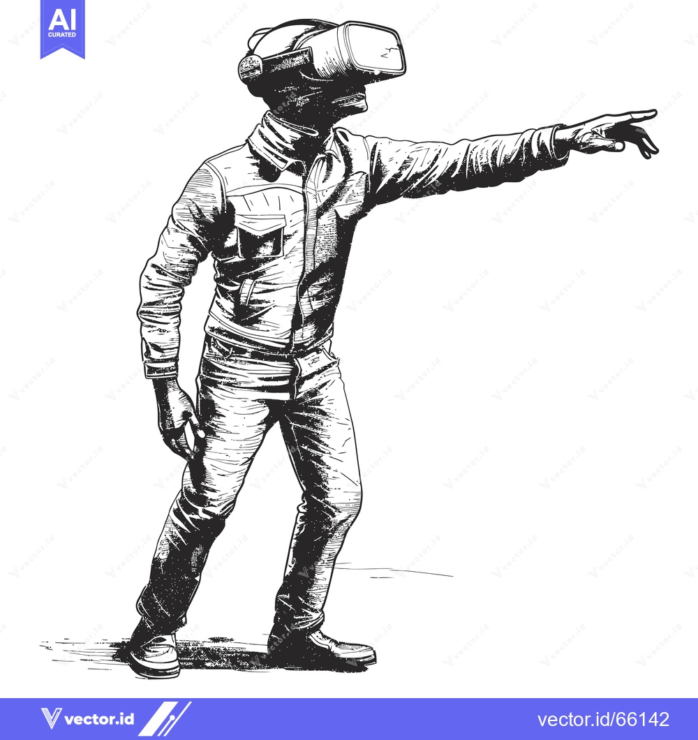 Premium Vector dari A Person Wearing a VR Headset Reaching Out With Their Hand