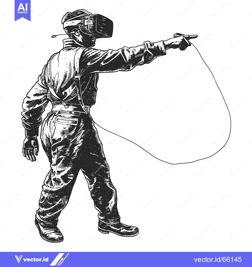 Premium Vector dari A Person Wearing a VR Headset and Holding a Controller