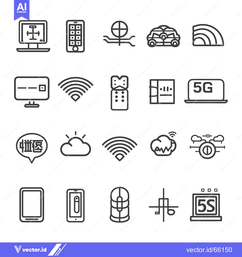 Premium Vector of Set of Line Icons Related to Internet of Things Technology