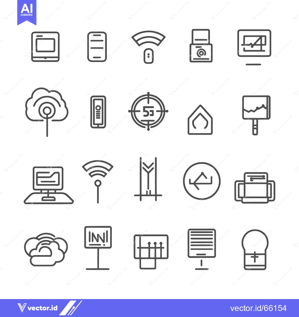 Premium Vector dari Collection of Line Icons Depicting Technology, Data, and Communication